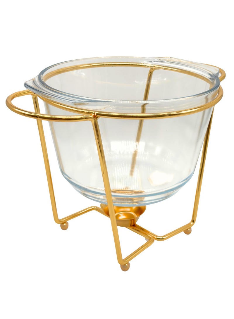 القناص سخان بوفيه عميق  قزاز بايركس غطاء استيل ذهبي قاعده شمعة سعه 6 لتر - Image 5