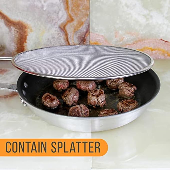 كاست ويف شبكة تناثر الشحوم لمقلاة القلي، غطاء زيت شبكي سهل التنظيف، غطاء مقلاة أسود، واقي طهي - Image 3