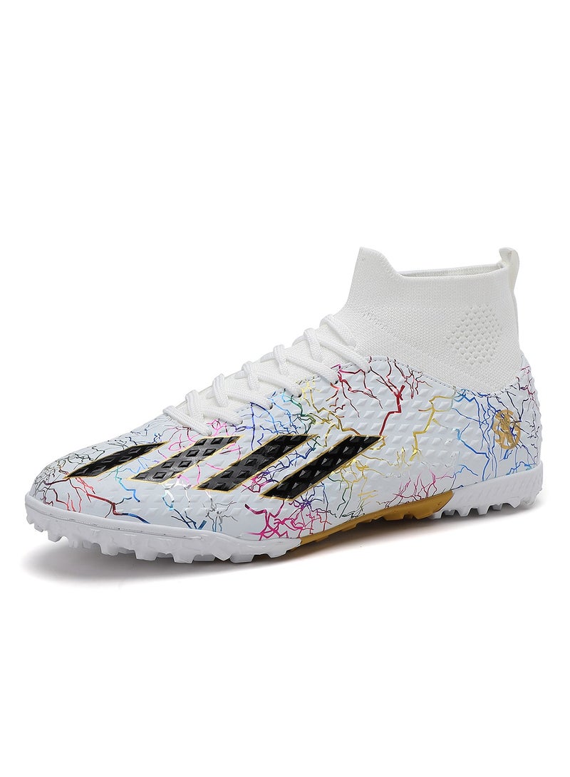 SKY WING Men and Women Soccer Shoes Adults IC or IN Flat Soccer Cleats Elastic High-collar Knit Design Lightweight Training Football Shoes - Image 1