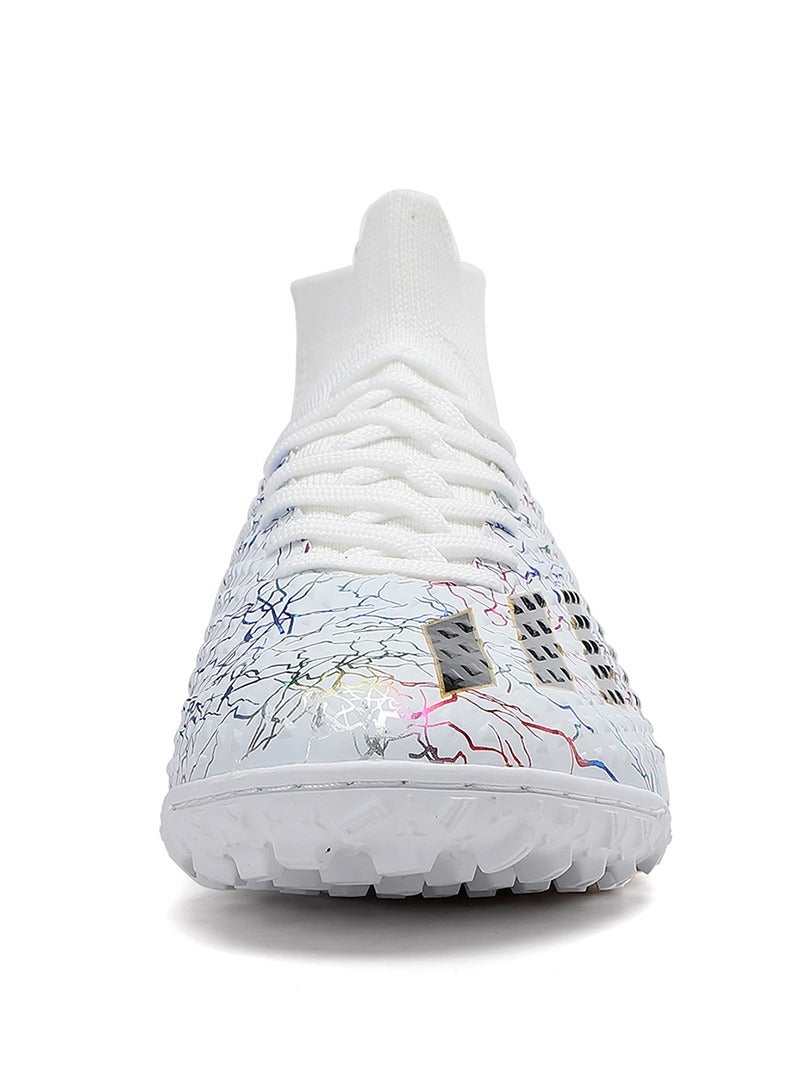 SKY WING Men and Women Soccer Shoes Adults IC or IN Flat Soccer Cleats Elastic High-collar Knit Design Lightweight Training Football Shoes - Image 3