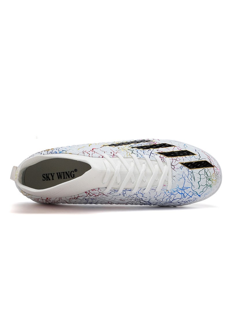 SKY WING Men and Women Soccer Shoes Adults IC or IN Flat Soccer Cleats Elastic High-collar Knit Design Lightweight Training Football Shoes - Image 5