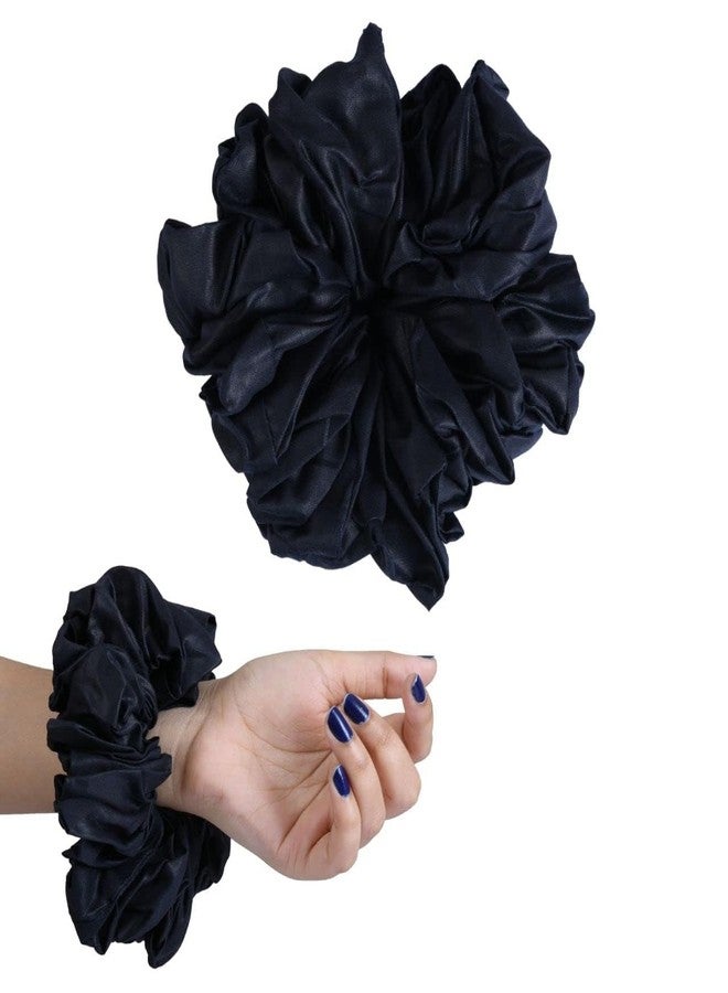 Nnr Premium Hijab Hair Scrunchies, Volume Scrunchies For Girls And Women,Pack Of 1 Pcs - Navy Blue - Image 3