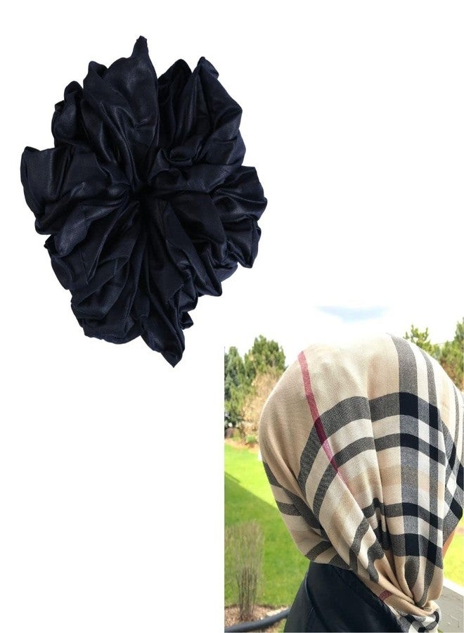 Nnr Premium Hijab Hair Scrunchies, Volume Scrunchies For Girls And Women,Pack Of 1 Pcs - Navy Blue - Image 4