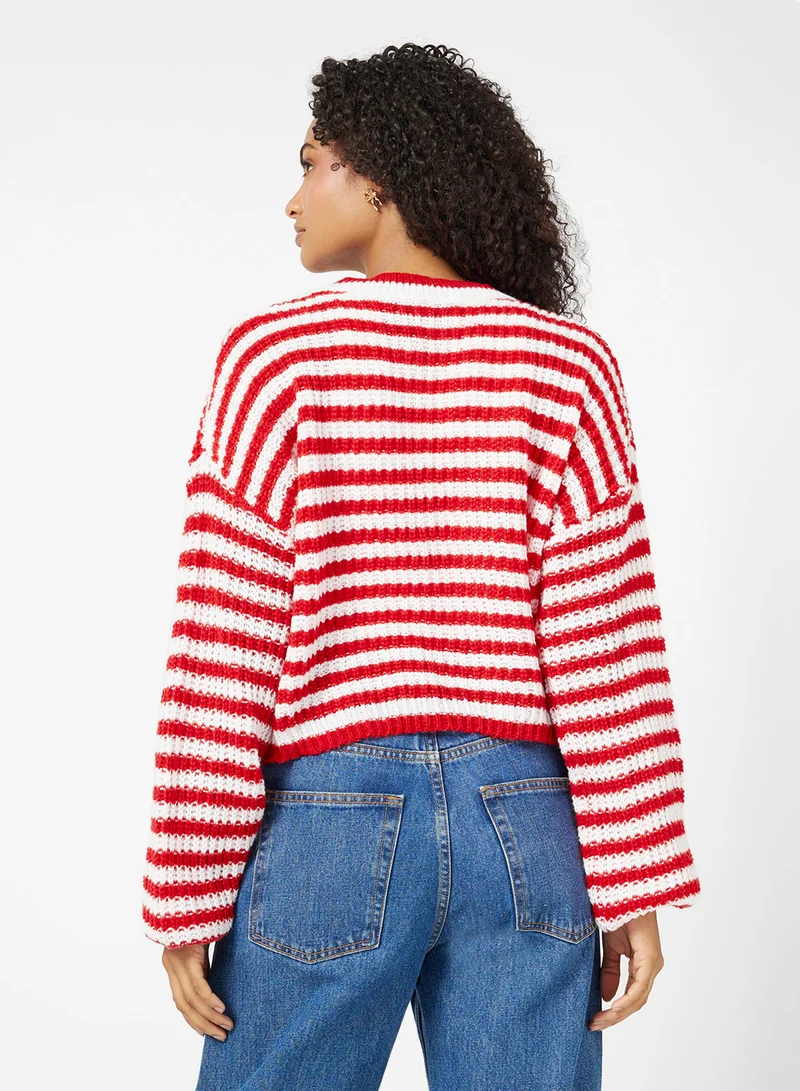 جينجر Oversize Stipe Knitted Sweater