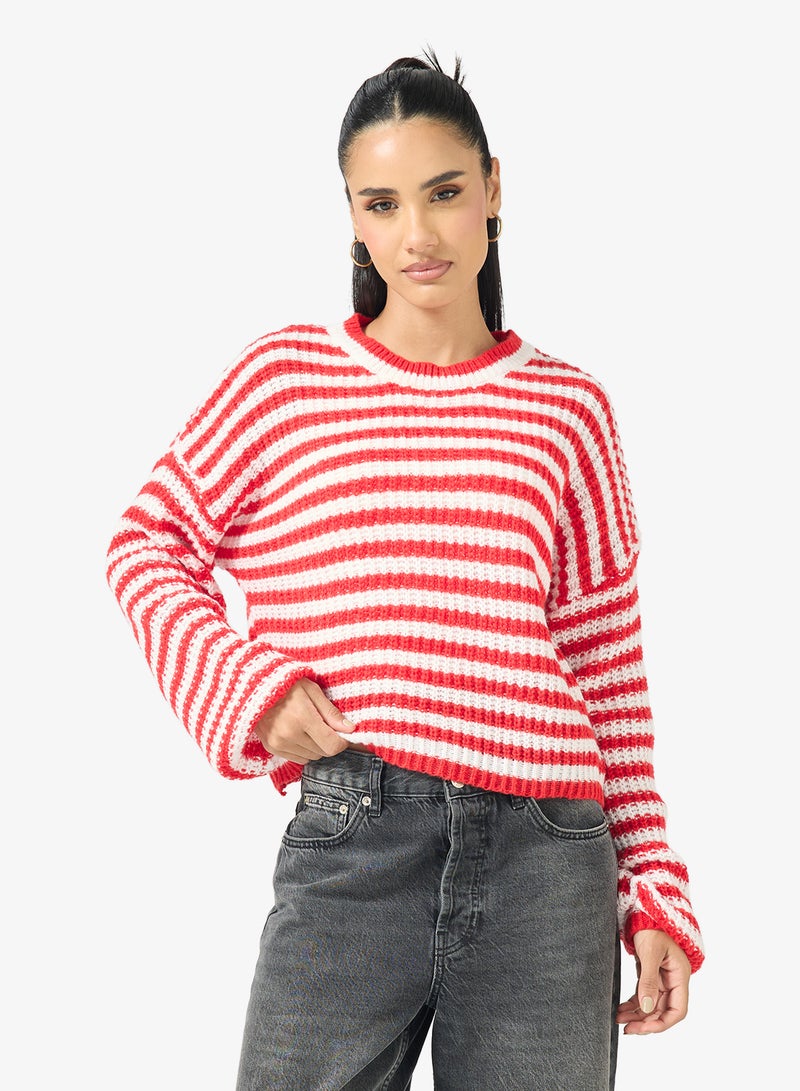 Ginger Oversize Stipe Knitted Sweater - Image 1