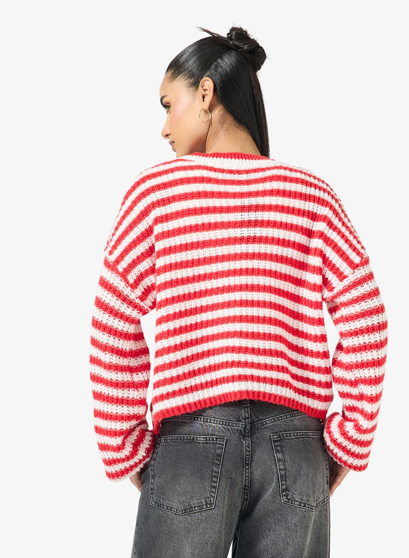 Ginger Oversize Stipe Knitted Sweater - Image 2