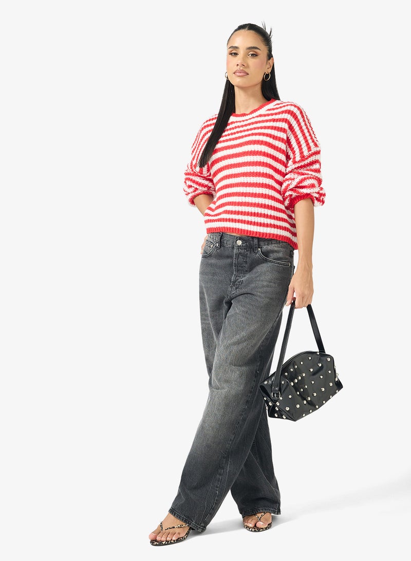 Ginger Oversize Stipe Knitted Sweater - Image 4