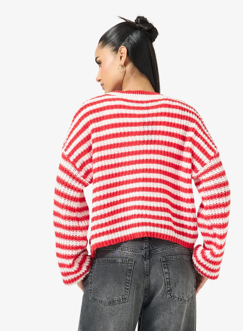 Ginger Oversize Stipe Knitted Sweater
