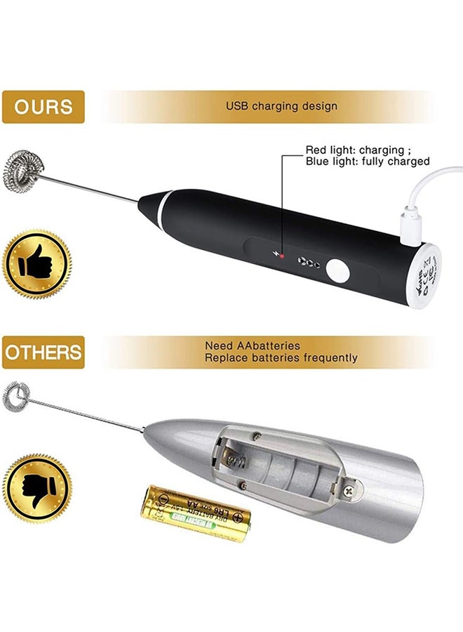 Milk Frother Handheld, Rechargeable Electric Mixer For Coffee Drink, Foam Bread Maker, 3 Speed Adjustable Hand Held Mixer For Mini Whisk, Cappuccino Latte Hot Chocolate (Black) - Image 3