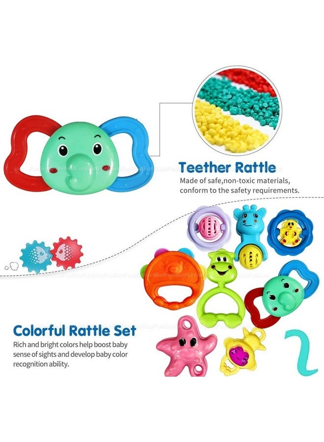 فنبلاست مجموعة خشخيشة FunBlast للأطفال من عمر 0 إلى 6 أشهر - ألعاب خشخيشة وعضاضة للأطفال، لعبة خشخيشة صوتية للأطفال حديثي الولادة، ألعاب تنمية مبكرة للأطفال، هدايا إرجاع للأطفال (تصميم متنوع) - Image 2