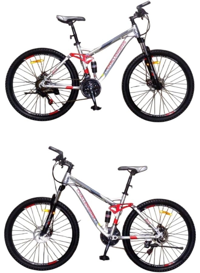 Challengers Aluminum 24-Speed Rectangular Mountain Bike, Size 27.5, Black/Yellow - Image 1