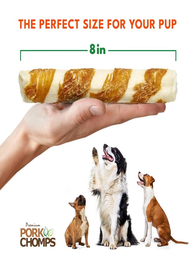 Pork Chomps Baked Pork Skin Dog Chews, 8-inch Rolls, Real Chicken Wrap, 2 Count - Image 4