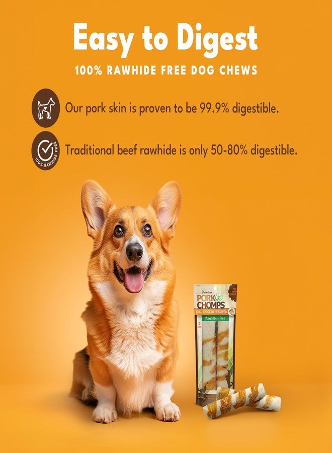 Pork Chomps Baked Pork Skin Dog Chews, 8-inch Rolls, Real Chicken Wrap, 2 Count - Image 2
