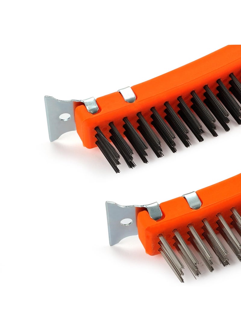 MAXMAN MAXMAN Wire Brushes 2 Pcs, 14 Inch Stainless and Carbon Steel Wire Scratch Brush, Wire Brush Set with Metal Scraper, Heavy Duty Wire Brush for Cleaning Rust, Automotive, Paint, Welding  - Image 3