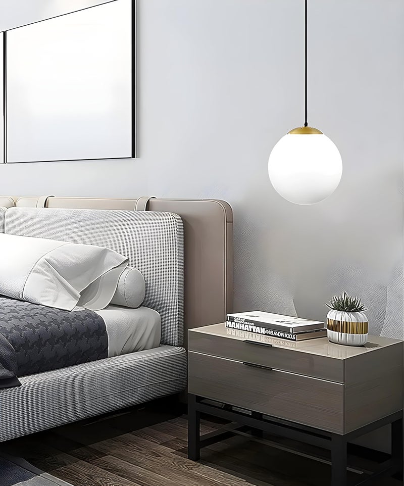 RBSK with Bulb Golden Metal & Glass (Ball Shaped) Hanging Pendant Light for Living Room Modern/Hanging Lamps for Bedroom/Pendant Lights for Home Decoration (E27 Bulb Holder) - Image 4