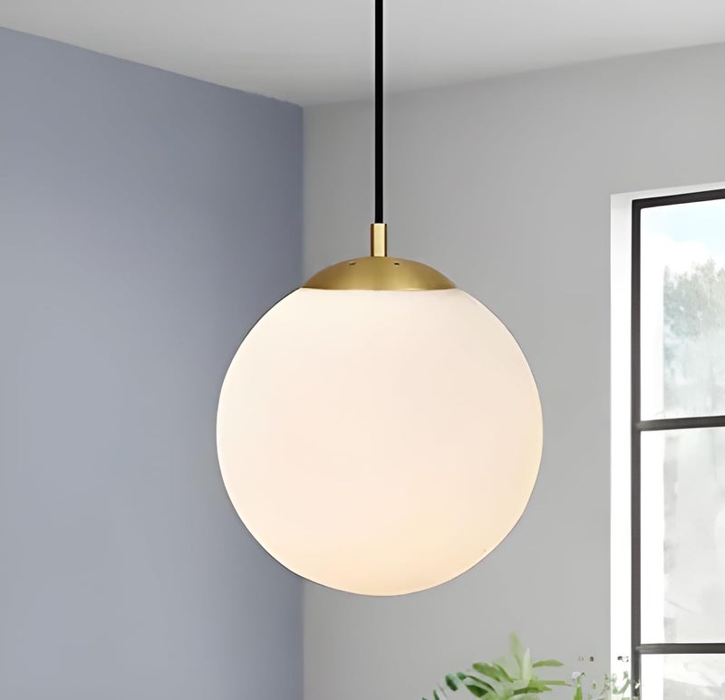 RBSK with Bulb Golden Metal & Glass (Ball Shaped) Hanging Pendant Light for Living Room Modern/Hanging Lamps for Bedroom/Pendant Lights for Home Decoration (E27 Bulb Holder) - Image 2