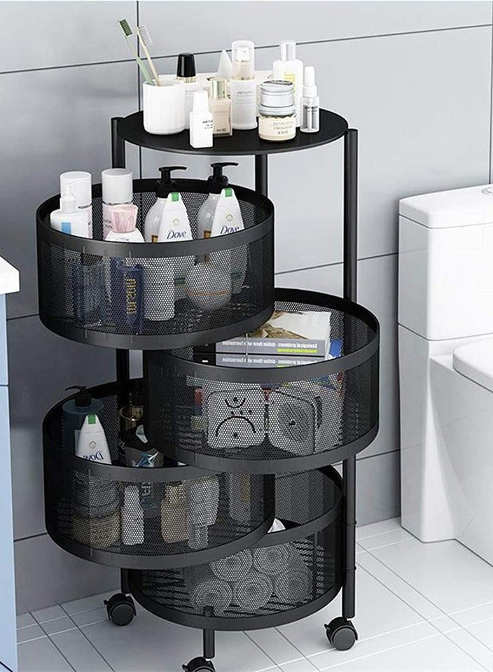 BLOOMING TIME 4 Layer Kitchen Storage Rack Rotating Vegetable Floor Standing Household Shelf - Image 1