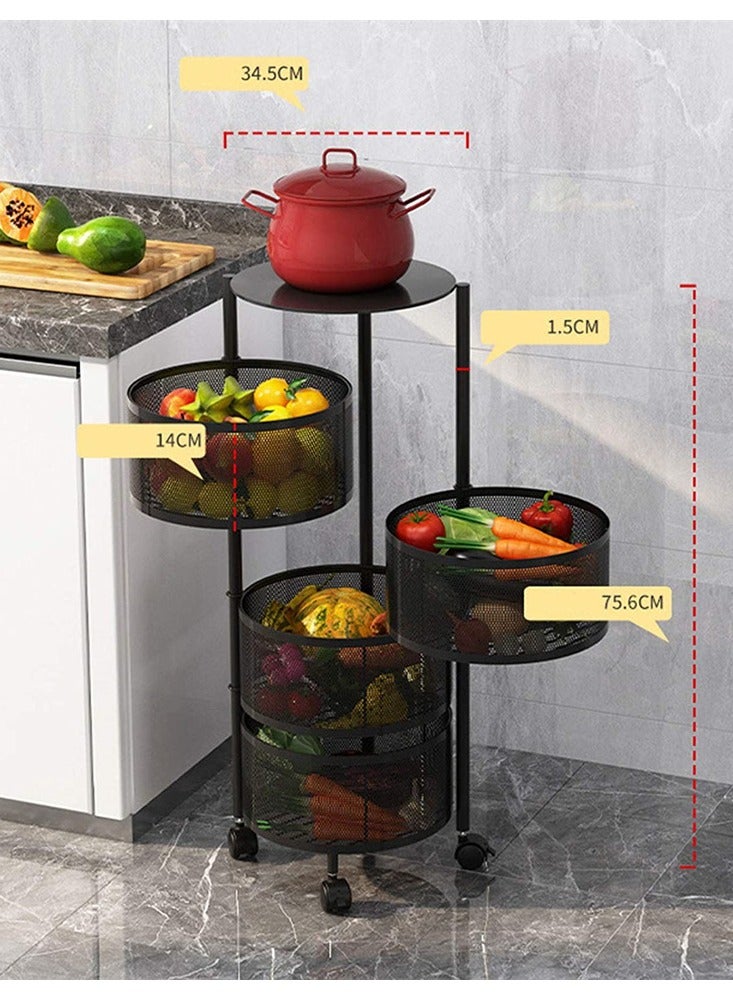 BLOOMING TIME 4 Layer Kitchen Storage Rack Rotating Vegetable Floor Standing Household Shelf - Image 2