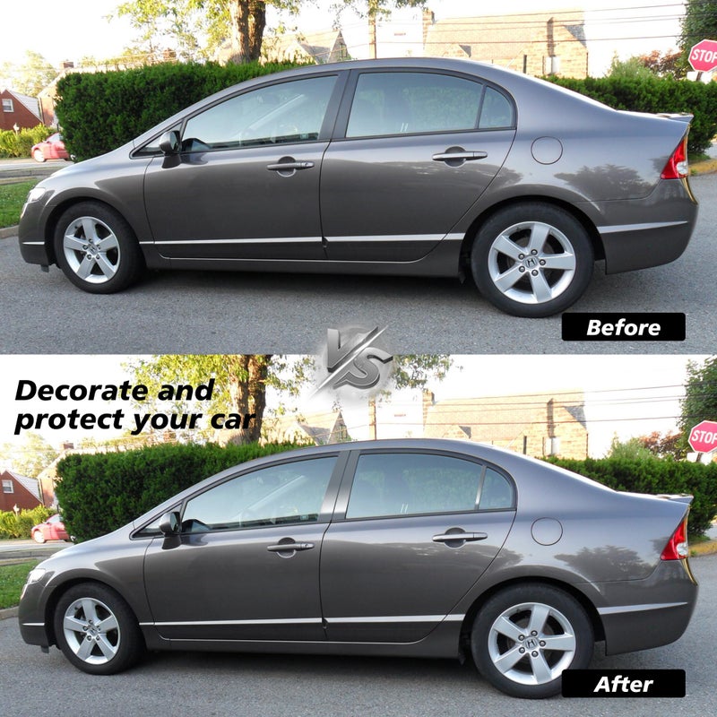 BASIKER 6Pcs Compatible with 2006 2007 2008 2009 2010 2011 Honda Civic Sedan Door Window Trim Anti Scratch Stickers Door Pillar Moldings - Image 5