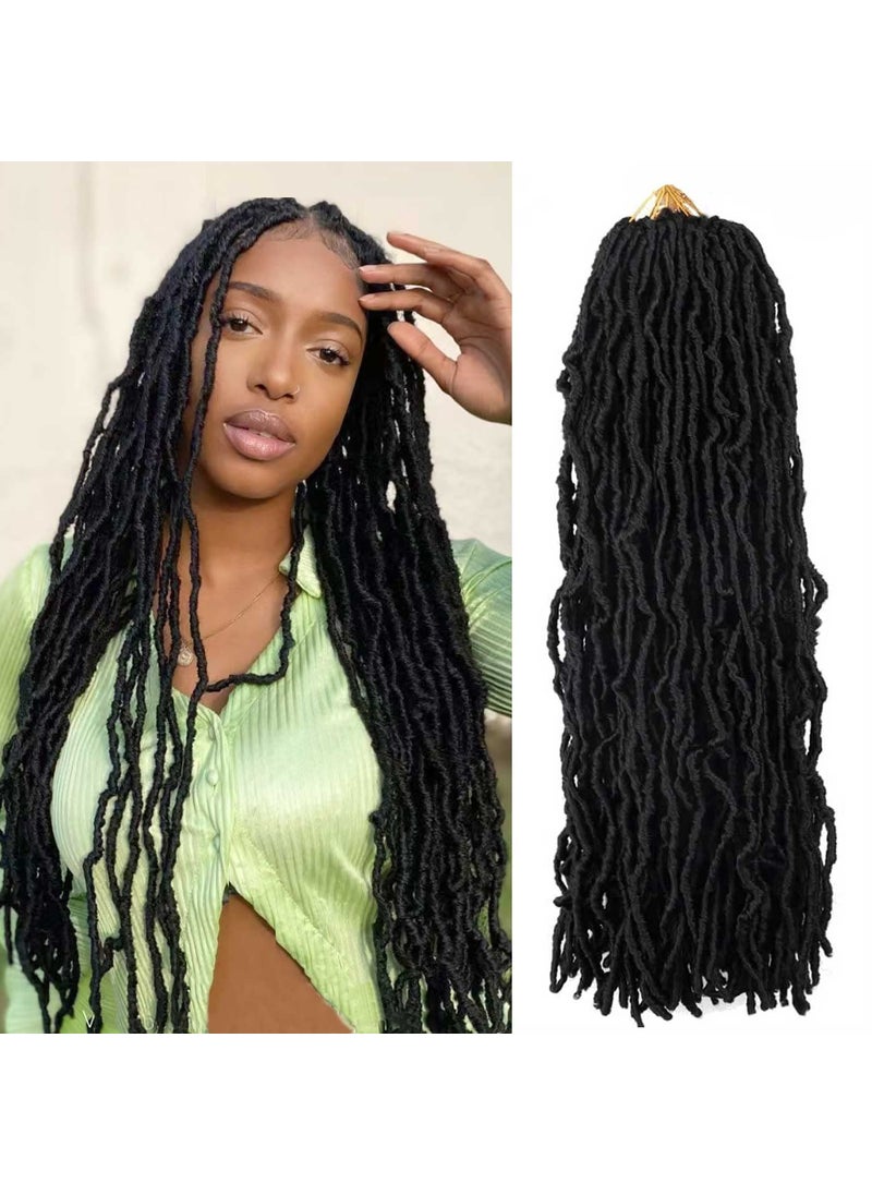 Mytarku 7 Packs 24 Inch Soft Locs Crochet Hair Pre Looped Curly Wavy Faux Locs Crochet Braids for Natural Butterfly Crochet Hair for Black Women 24 inchpack of 7 1B 