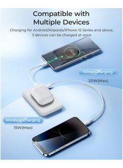 Benks BENKS Magnetic Power Bank, 10,000mAh Wireless Portable Charger, for MagSafe Battery Pack with Two-Way 15W USB-C Ports for iPhone 15/14/13/12 Series, White  - Image 3