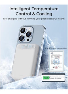 Benks BENKS Magnetic Power Bank, 10,000mAh Wireless Portable Charger, for MagSafe Battery Pack with Two-Way 15W USB-C Ports for iPhone 15/14/13/12 Series, White  - Image 4