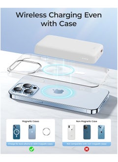 Benks BENKS Magnetic Power Bank, 10,000mAh Wireless Portable Charger, for MagSafe Battery Pack with Two-Way 15W USB-C Ports for iPhone 15/14/13/12 Series, White  - Image 5