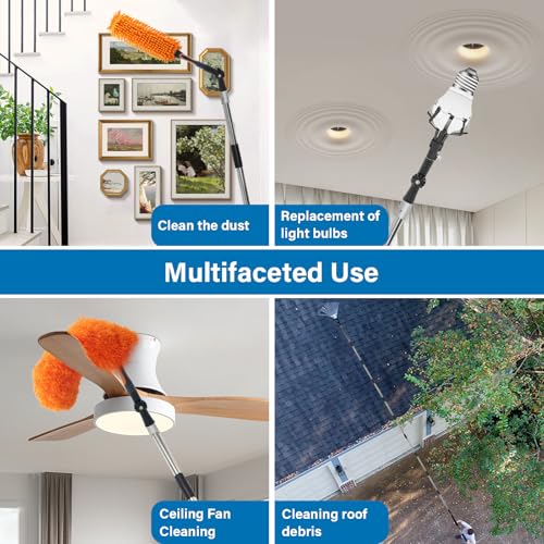 Greeily Paint Roller Extension Pole, 4ft to 12ft Paint Extension Pole Multi-Purpose Splicing Adjustment Long for Spider Brush Outdoor Spray Painting Roller Cleaning and Chandelier Replacement - Image 5