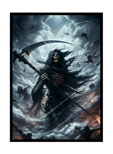 Katomula 100 PCS MTG Card Sleeves with Inner Sleeves Art Matte Fit Standard Size Cards Grim Reaper - Image 1