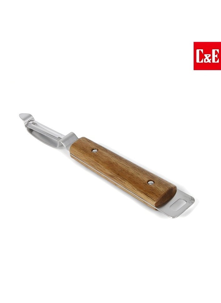 C&E Stainless Steel Peeler with Natural Wooden Grip  - Image 1