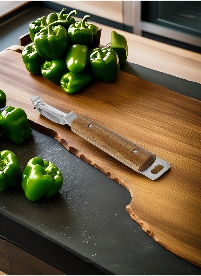 C&E Stainless Steel Peeler with Natural Wooden Grip  - Image 2