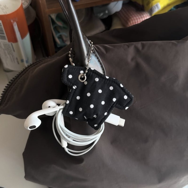 Creative Star-Shaped Cable Organizer Keychain Hook - Polka Dot & Stripe Patterns