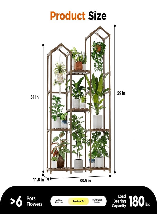 Bamworld Plant Stand with Grow Light Corner Plant Shelf Indoor with Lights Tall Plant Holder for Living Room Warm Light Plant Container Accessories for Mutiple Pots Patio Boho Home Decor for Gardening - Image 5