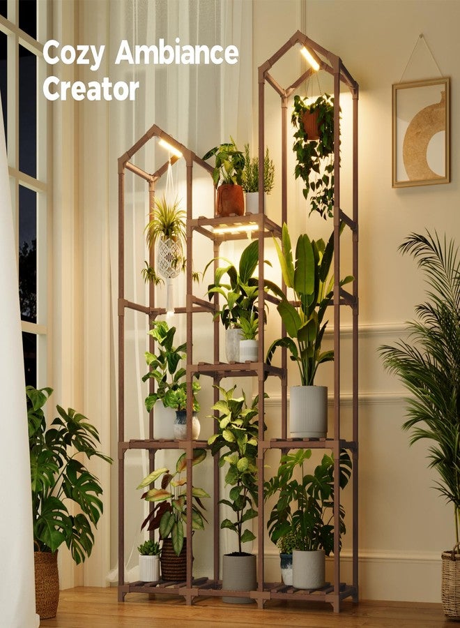 Bamworld Plant Stand with Grow Light Corner Plant Shelf Indoor with Lights Tall Plant Holder for Living Room Warm Light Plant Container Accessories for Mutiple Pots Patio Boho Home Decor for Gardening - Image 2