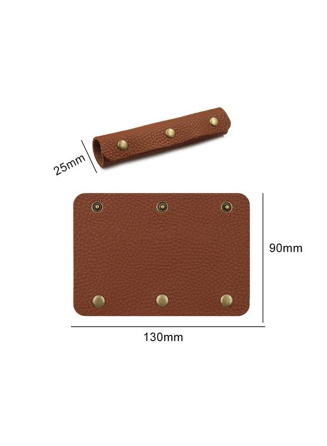Quupy 2Pcs Handbag Handle Leather Wrap Cover Purse Wallet Handle Protectors Luggage Bag Grip Protector Saddle Craft Strap Making Supplies Brown  - Image 2