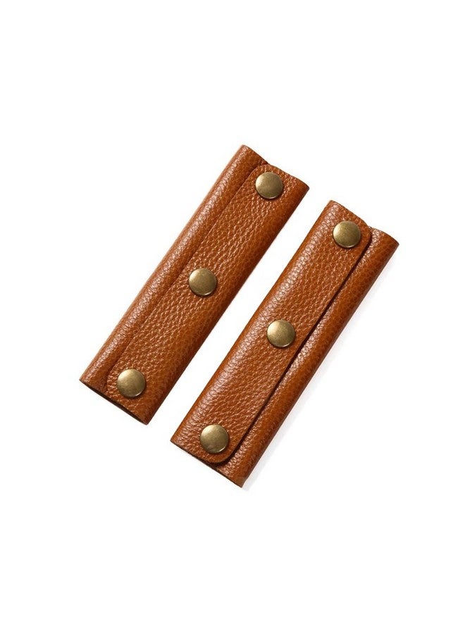 Quupy 2Pcs Handbag Handle Leather Wrap Cover Purse Wallet Handle Protectors Luggage Bag Grip Protector Saddle Craft Strap Making Supplies Brown  - Image 1