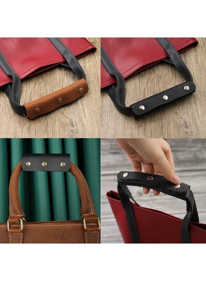 Quupy 2Pcs Handbag Handle Leather Wrap Cover Purse Wallet Handle Protectors Luggage Bag Grip Protector Saddle Craft Strap Making Supplies Brown  - Image 5