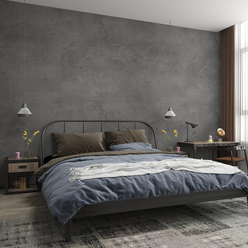 3YECAO 311181 Extra Wide Big Thick Darker Grey Black Concrete Wallpaper Peel and Stick Removable Matte Textured 3d Dark Gray Concrete Cement Contact Paper for Store Coffee Room Gym Bedroom Bathroom
