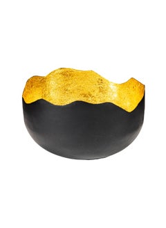 Gulf Flowers Gold Decorative Metal Bowl – Matt Black-Gold Finish, 17×17×H11 cm, Stylish Centerpiece Bowl for Home Décor 
