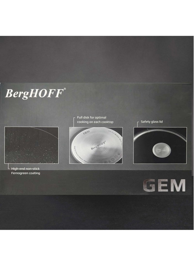 Berghoff Berghoff Gem Aluminium SautePan With Lid & 2 Handle, Suitable for all hobs, including induction Black/Clear 28centimeter 4.6 ltr  - Image 4