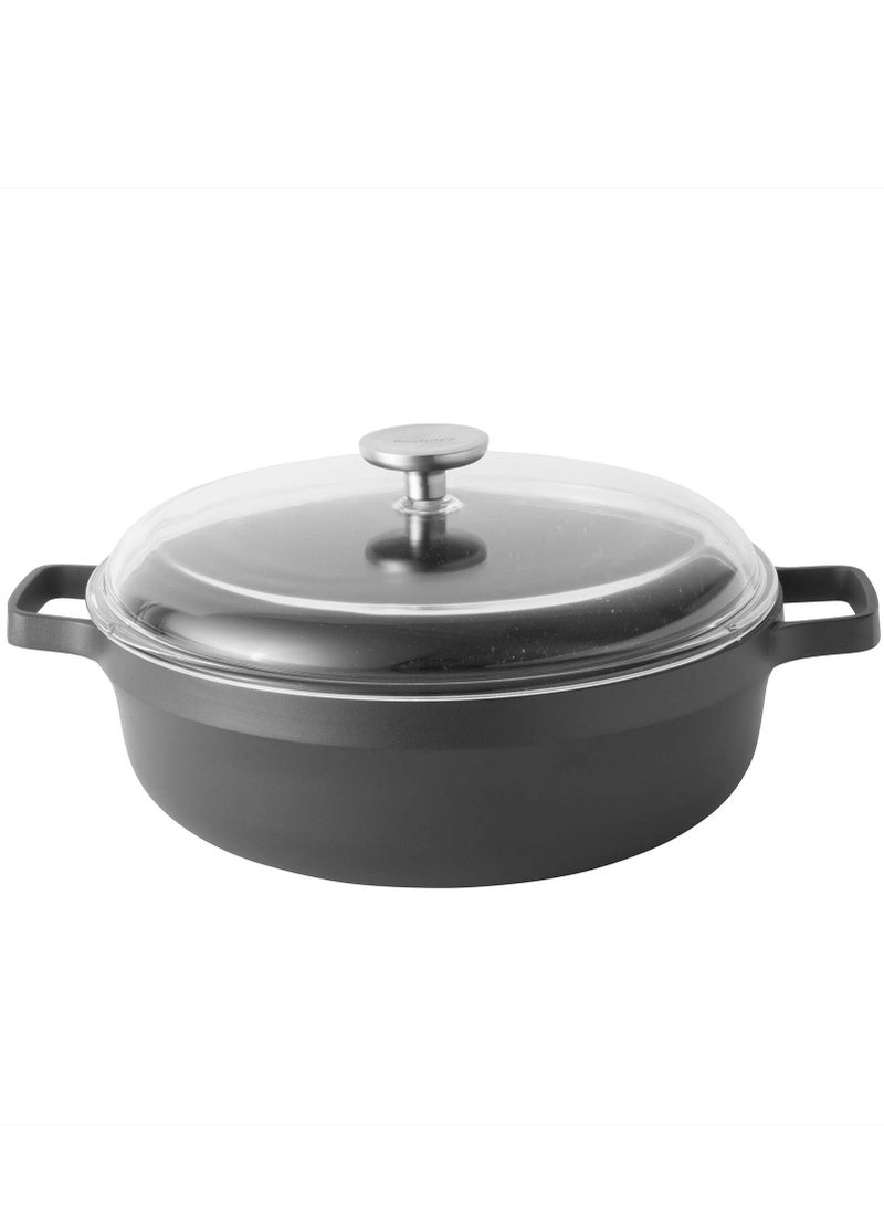 Berghoff Berghoff Gem Aluminium SautePan With Lid & 2 Handle, Suitable for all hobs, including induction Black/Clear 28centimeter 4.6 ltr  - Image 1