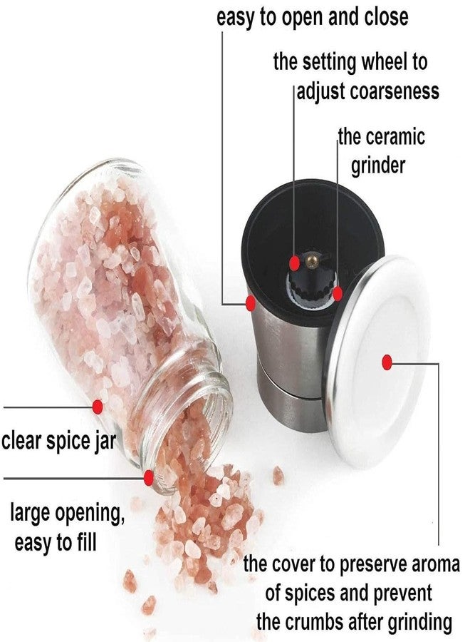 Marve Salt and Pepper Grinder Transparent Manual Mill Grind with Adjustable Ceramic Blades for Coarseness & Knob Thickness Adjuster - Spice Storage Crusher,Shaker,Black Pepper,Sea Salt (Pack Of 2) (2) - Image 4