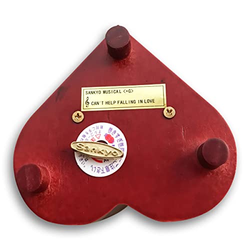 BinkeGG Wooden Hollow Out Heart Shaped Wind up Music Box with Sankyo Musical Mechanism Tune: Can't Help Falling in Love - Image 5