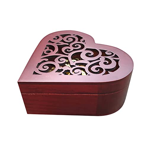 BinkeGG Wooden Hollow Out Heart Shaped Wind up Music Box with Sankyo Musical Mechanism Tune: Can't Help Falling in Love - Image 4