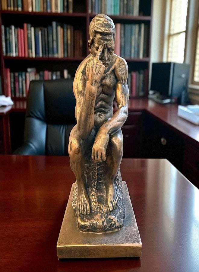 Top Brass Rude Thinking Man Middle Finger Statue – Funny Adult Humor Decor, Edgy Gag Gift Sculpture 7 3/4" Tall – Rodin’s The Thinker Parody - Image 3