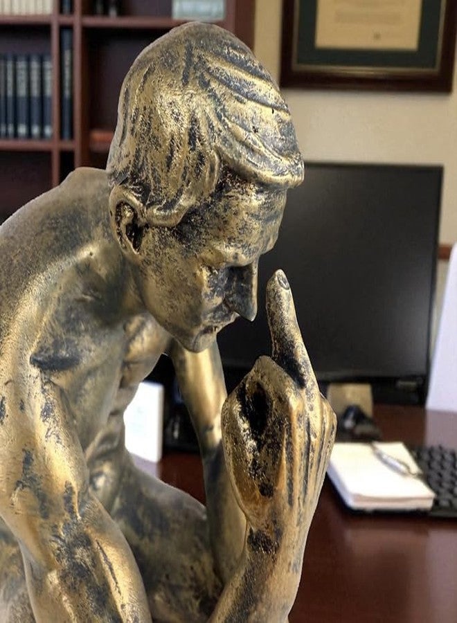 Top Brass Rude Thinking Man Middle Finger Statue – Funny Adult Humor Decor, Edgy Gag Gift Sculpture 7 3/4" Tall – Rodin’s The Thinker Parody - Image 4