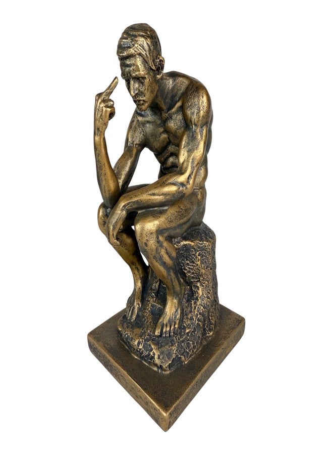 Top Brass Rude Thinking Man Middle Finger Statue – Funny Adult Humor Decor, Edgy Gag Gift Sculpture 7 3/4" Tall – Rodin’s The Thinker Parody - Image 1