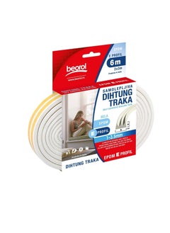 Beorol Weather Rubber Seal Weather Strip Foam Tape 6 Meter - EPDM Foam Seal, Door Window Anti-Collision Self-Adhesive Rubber High Strength Tape System, Soundproofing Draft Stopper (E Shape White)