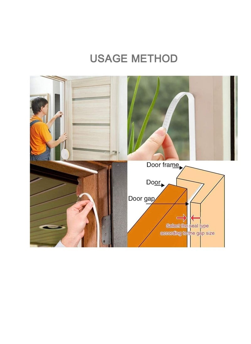 Beorol - Beorol Weather Rubber Seal Weather Strip Foam Tape 6 Meter - EPDM Foam Seal, Door Window Anti-Collision Self-Adhesive Rubber High Strength Tape System, Soundproofing Draft Stopper (E Shape White) - Image 1