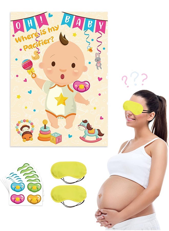 Lemon Pin The Pacifier on The Baby Poster, Party Games for Adult, Gender Reveal Decorations Cute Baby Shower Party Decorations - Image 1